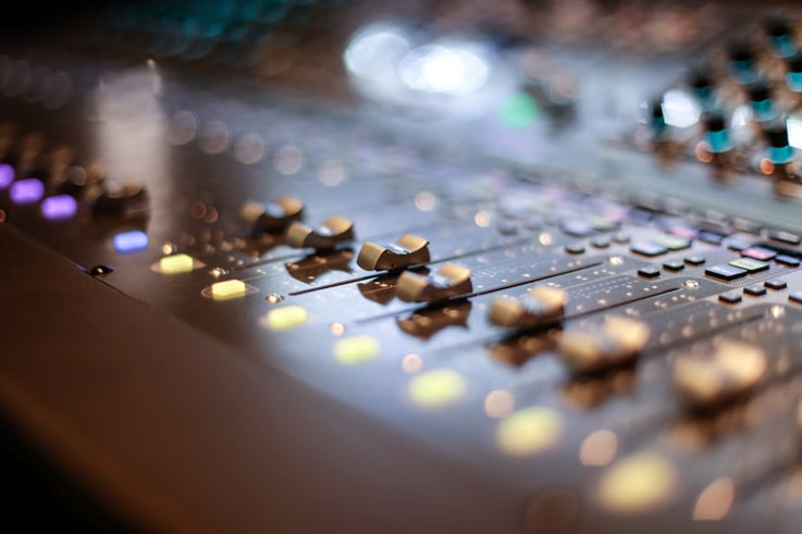 Image of live sound board running the production of Union anniversaries, meetings, conferences or convention events