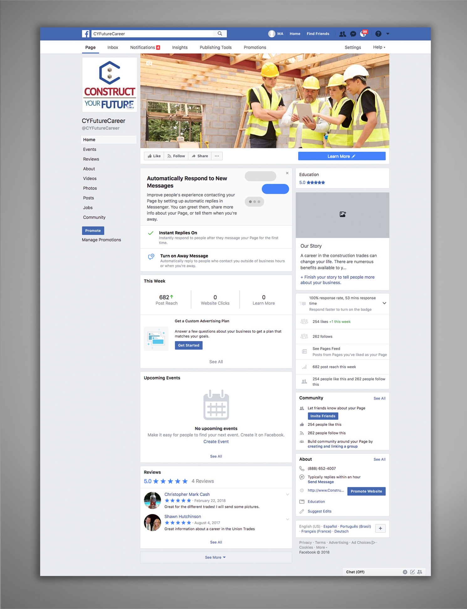 Construct Your Future Facebook Management