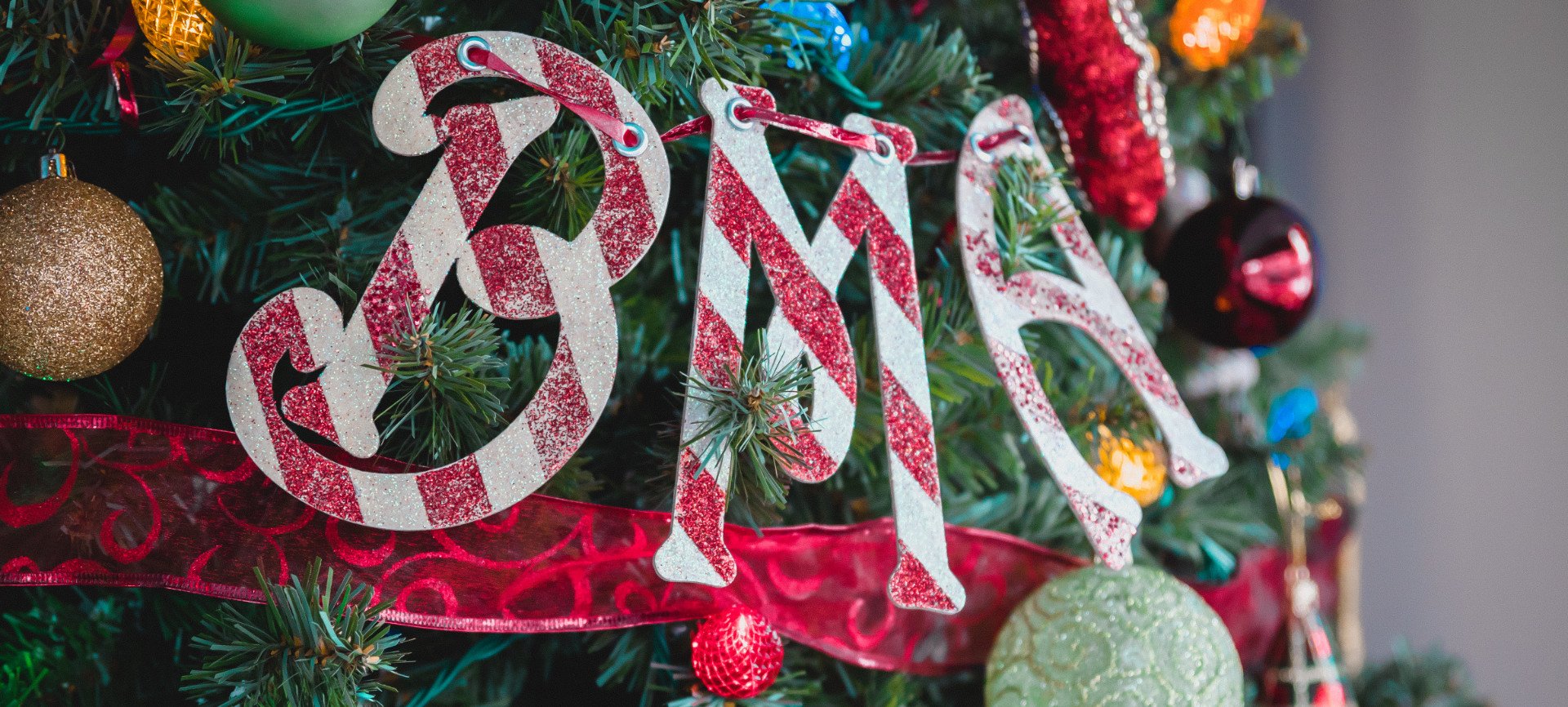 BMA Christmas ornament showing BMA letters on tree BMA Christmas ornament showing BMA letters on tree