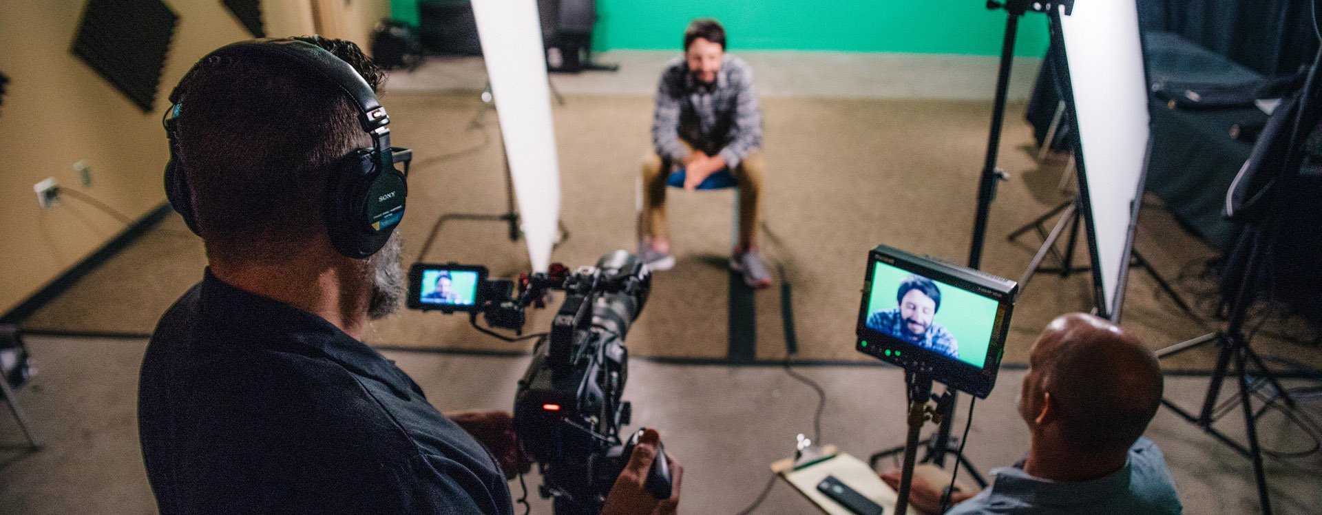 BMA Media video team shooting in green room